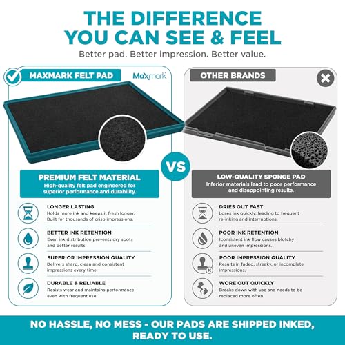 MaxMark Extra Large Black Ink Stamp Pad - 8.25" x 11.5" - Industrial Felt Pad - Black Color - color: Black, size: 8.25" x 11.5"