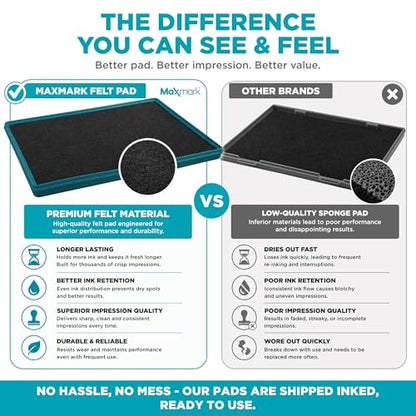 MaxMark Extra Large Black Ink Stamp Pad - 8.25" x 11.5" - Industrial Felt Pad - Black Color - color: Black, size: 8.25" x 11.5"