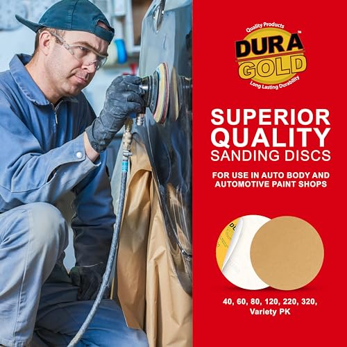 Dura-Gold 8" Gold PSA Sanding Discs, 60 Grit (Box of 10) - Self Adhesive - size: 60-Grit