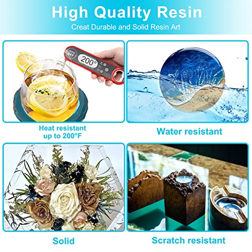 Teexpert Epoxy Resin Crystal Clear: 64OZ Epoxy Resin kit Fast Curing Heat Resistant for Casting Coating Art DIY Craft Jewelry Wood Table Top Flower Preservation- 2 Part(32OZ Resin and 32OZ Hardener) - size: 64 oz