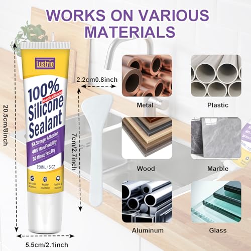 Silicone Sealant 5oz, No Caulking Gun Needed Flexible Adhesive Caulk, 100% Waterproof UV Weather Resistant Crack Proof Sealant for Kitchen Bathroom Shower Window Auto (Clear) - color: clear