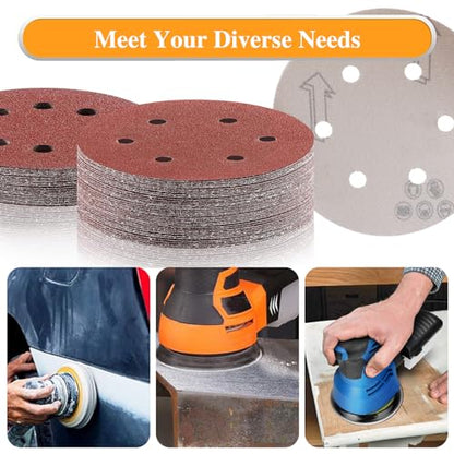 B BRESUCNY 6 Inch 150 Grit Sanding Discs, 50 PCS 6 Hole Hook and Loop Sandpaper, Round Aluminum Oxide Sand Paper Discs for Sander - style: 150 Grit