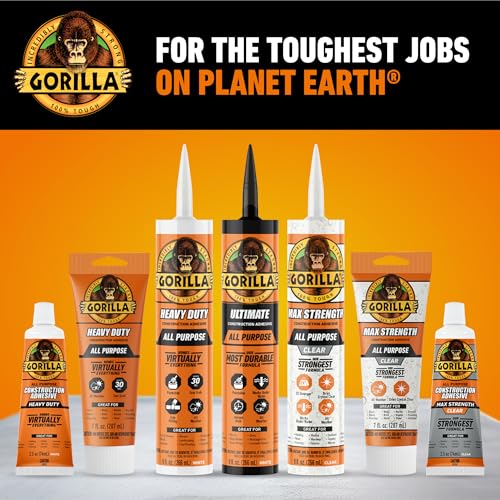 Gorilla Max Strength Construction Adhesive, Clear, 2.5 oz - size: 2.5oz, style: 1 Pack