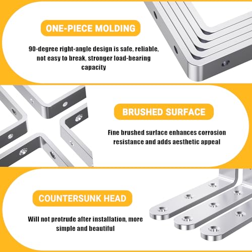 25Pcs Stainless Steel Angle Brackets 3”x 3” Heavy Duty Corner Brackets - size: Silver-3x3 Inch