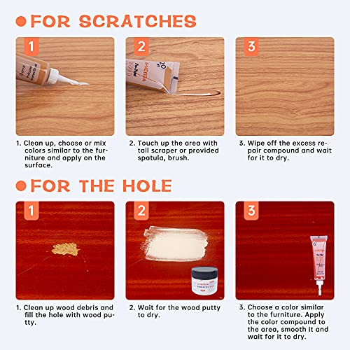 Wood Repair Kit – 31 Sets, Scratch Filler for Floors & Furniture - color: Walnut