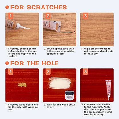 Wood Repair Kit – 31 Sets, Scratch Filler for Floors & Furniture - color: Walnut