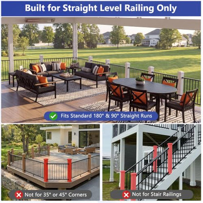 Aluminum Deck Railing Brackets, 4-Pack Fixed Rail-to-Post Connector - color: Level Brackets
