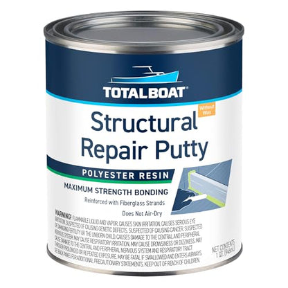 TotalBoat Polyester Structural Repair Putty - Marine Grade Long Strand Fiber Fiberglass Reinforced Filler for Boat and Automotive Repair - size: Quart Kit