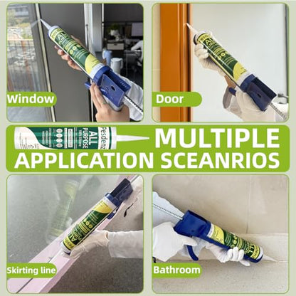 Clear Universal Silicone Caulk, 100% Silicone Sealant Outdoor Waterproof, Flexible Cartridge Adhesive Caulking for Aquarium RV Roof Window Door Kitchen Bathroom Bathtub Shower Seal, 10.1 Oz, 1 Pack