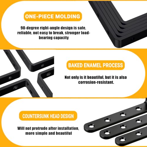 25Pcs Black Angle Brackets 3”x 5” Heavy Duty Corner Bracket 3MM for Wood - size: Black-3x5 Inch