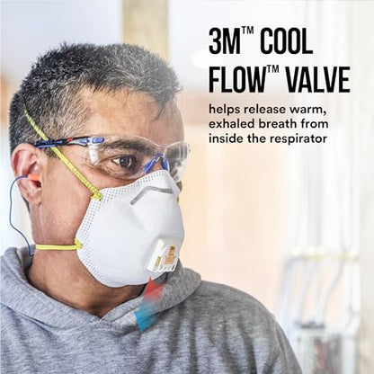 3M 8511 N95 Cool Flow Valved Respirator, 10-Pack