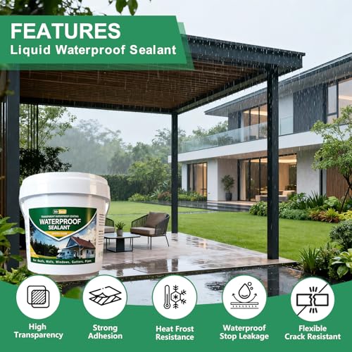 Clear Waterproof Sealant, Water-Based Transparent Waterproofer (1.3 Gal) - style: 1.3 Gal