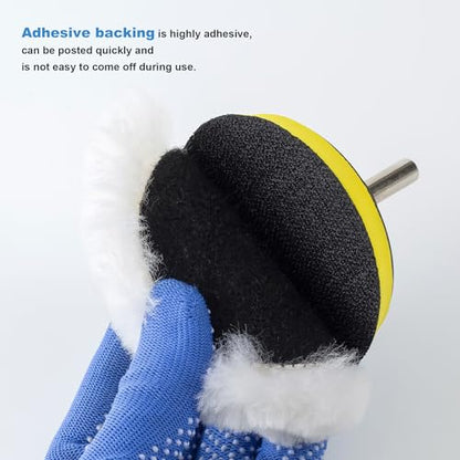 S SATC Wool Polishing Buffing Pad Set with 5PCS 3 Inch Wool Buffing Wheel for Drill, Hook and Loop Back Pad with M10 Drill Adapter, Compound Waxing and Polishing for Car Polisher - size: 3 Inches-7PCS