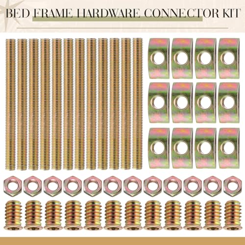 Tandefio 12 Sets Bed Frame Hardware Connectors Bolts Nuts, Single Ended - style: Single Ended