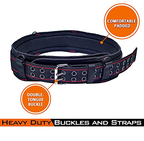 AISENIN 3 inch Padded Tool Belt Work Tool Belt for Heavy Duty Work (Red) - color: Red