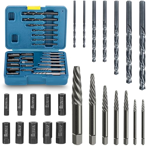 Broken Bolt Extractor Kit,24 Pieces Easy Out Screw Extractor Set