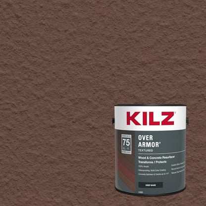 KILZ Over Armor Textured Solid Coating Resurfacer, Red Fox, 1 Gallon - color: Red Fox, style: Textured