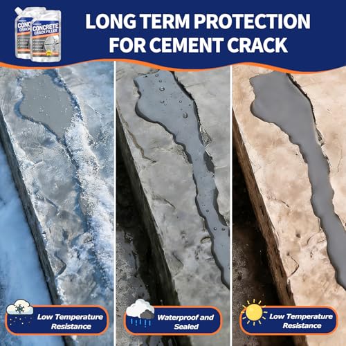 Concrete Crack Filler, 2.65LB Self-Leveling Cement Crack Repair - size: 2 Pcs, 2.65LB