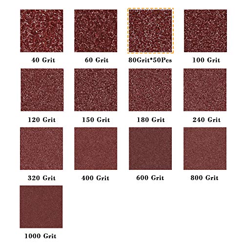 SPEEDWOX 50Pcs 80 Grit Triangle Sanding Pads, 90mm 6 Holes for Multi Tool - style: 80 Grit