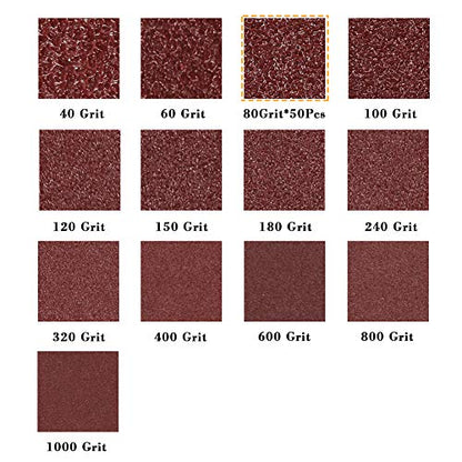 SPEEDWOX 50Pcs 80 Grit Triangle Sanding Pads, 90mm 6 Holes for Multi Tool - style: 80 Grit