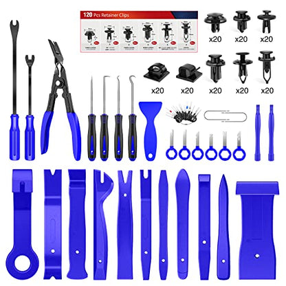 Nilight 200Pcs Trim Removal Tool, Auto Push Pin Bumper Retainer Clip Set - color: 200 Clips+ Remover Tools Blue