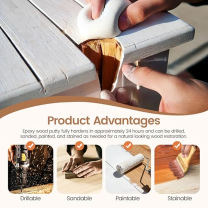 Boncart 21.16 oz 2-Part AB Epoxy Wood Putty - color: White