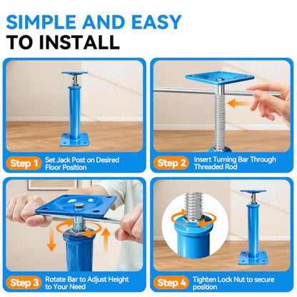 7" - 11" House Jacks for Leveling, 4 Pack Screw Jacks Post - color: Blue, size: 7"-11"
