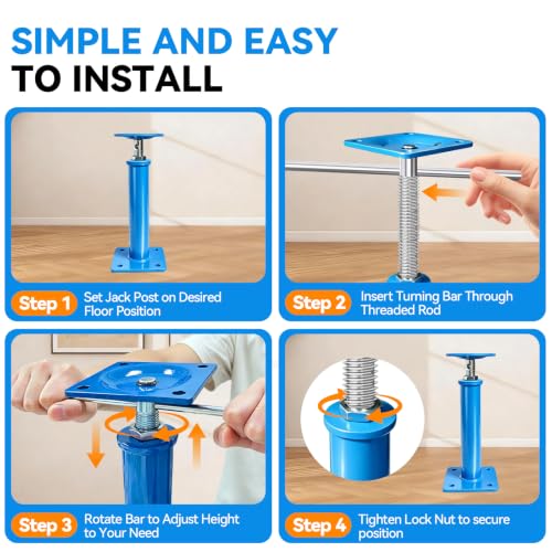 11" - 16" House Jacks for Leveling, 4 Pack Screw Jacks Post - color: Blue, size: 11"-16"