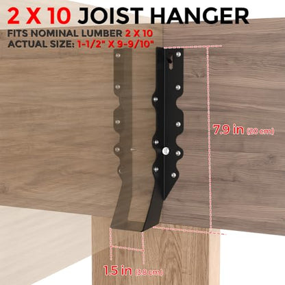 20Pcs Black 2x10 Joist Hangers for Wood,18 Gauge Face Mount Joist Hanger,Lu210 Joist Hangers Powder Coating,Hurricane Ties for Rafter,Rafter Brackets 2x10 for Deck,Floor,Roof Overhang,Ceiling Joist - size: 20 Pcs 2x10 Joist Hanger, style: Black