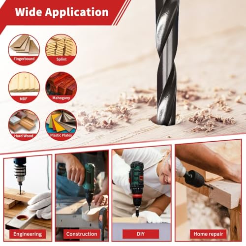 Countersink Drill Bit Set, 15PCS Adjustable Tapered HSS Drill Bit Set for Woodworking, with Nitrided Surface, Wood Plug Cutters 1/4" Hex Shank Quick Change, for Wood Drilling with Storage Box