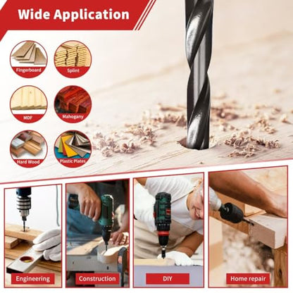 Countersink Drill Bit Set, 15PCS Adjustable Tapered HSS Drill Bit Set for Woodworking, with Nitrided Surface, Wood Plug Cutters 1/4" Hex Shank Quick Change, for Wood Drilling with Storage Box