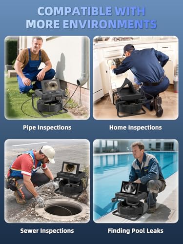 Sanyipace Drain Camera, 7" Pop-up Screen, 20X Zoom, Distance Counter, 100FT - size: 100FT/30M