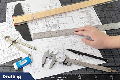 Pacific Arc 36 Inch Stainless Steel Ruler with Inch/Metric Conversion Table - style: 36 In