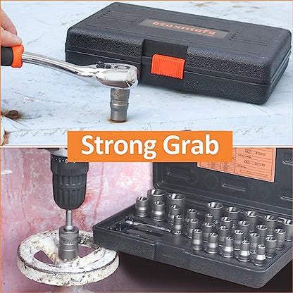 Bolt Extractor Set,1/4" & 3/8" Drive Impact Bolt & Nut Remover Set - size: 32 Pieces