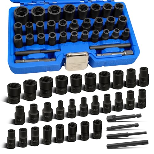 33PCS Bolt Extractor Kit, 3/8" & 1/4'' Drive Slim Type Nut Remover