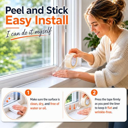 2”×98.4Ft Clear Window Weather Sealing Tape, 20 mils Thick No Residue - size: 2”×98.4Ft