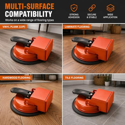 Floor Gap Fixer Tool with Enhanced Vacuum Suction Cup for Vinyl Plank (LVP), Laminate, Hardwood & Tile Flooring, Industrial Steel, Heavy Duty Floor Fix Plank Grabber for Repair Gaps (Tool Only)