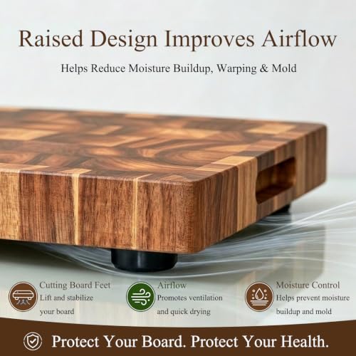 Screw or Adhesive Rubber Feet for Cutting Board, 26 Pack 3 Size Set