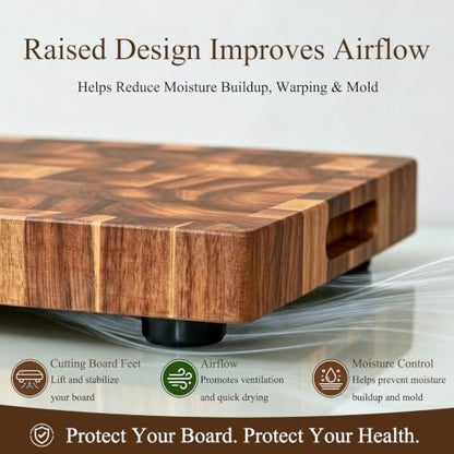 Screw or Adhesive Rubber Feet for Cutting Board, 26 Pack 3 Size Set