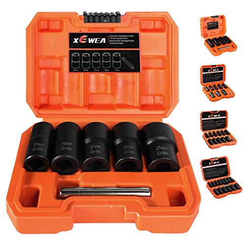 XEWEA 6PCS Impact Lug Nut Extractor Set, Wheel Lock Removal Kit - color: 6pcs 1/2" Drive