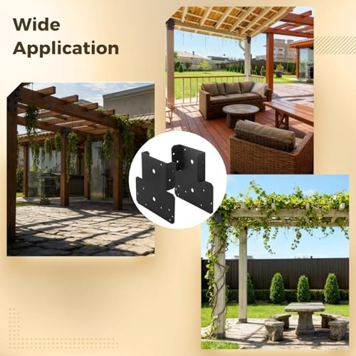 4 PCS Heavy Duty Post Cap Tie Brackets, 6x6 (Actual 5.5"x5.5") Pergola Brackets, Heavy Duty Galvanized Metal Bracket, Wood Post Beam Connector for Gazebo Deck Patio Pergola Construction (6x6-4PCS) - color: 6x6-4PCS