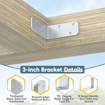3"×3"×1.2" L Bracket for Wood, Angle Brace, Galvanized-4PCS - color: Galvanized-4PCS