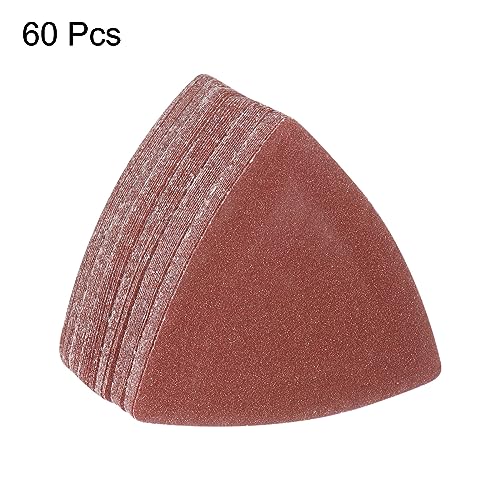 HARFINGTON 60pcs Triangular Hook & Loop Sandpapers 120 Grits 3-1/8" Aluminum Oxide Sanding Pads Random Orbital Mouse Detail Sander Papers Oscillating Multi Tool Sheets - size: 120 Grits
