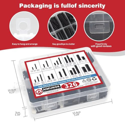 326PCS SAE Roll Pin Set(24 Sizes ) - size: 326 pieces SAE Roll Pins