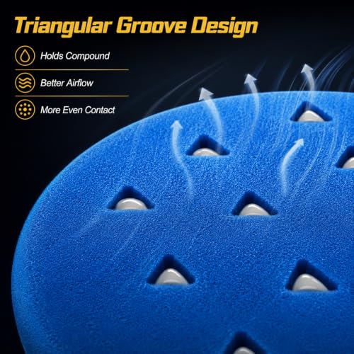 8 Pcs Buffing Pads, Polishing Pad 5.5 Inch 138mm for 5 Inch Backing Plate, High-Density & Reusable Buffing Sponge Pads and Woolen Pads Cutting Polishing Pad Kit for Car Buffer Polisher & Waxing - size: 5.5 inch