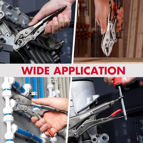 ARROW 7" Curved Jaw Locking Pliers with Screw Extractor - size: 7 inch