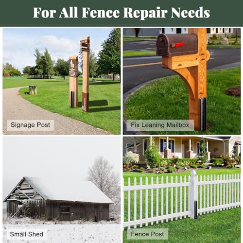 Fence Post Repair Kit, 4 Pack Ground Anchor Stakes for Wood Posts