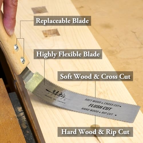 SUIZAN Flush Cut Saw 6" - Japanese Pullsaw Hand Saws Wood Cutting - size: 6 Inch (150mm), style: 6 Inch (150mm) Hand Saw