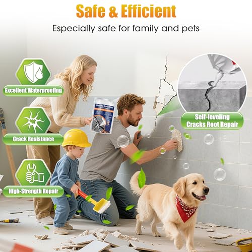Concrete Crack Filler, 2 PCS Self Leveling Cement Crack Sealant, Quick-Drying Sealing Adhesive Repair Sealer for Driveways, Sidewalks, Patios, Waterproof Outdoor Joint Caulking Glue, Gray