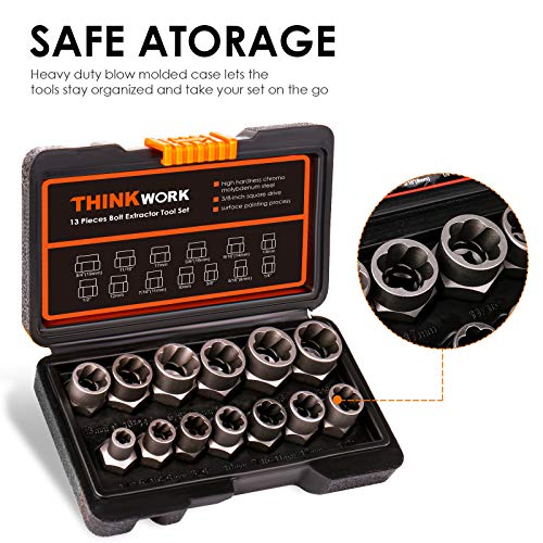 14-Piece Bolt Extractor Kit, 3/8" Drive Impact Bolt & Nut Remover Set - size: 14-Piece